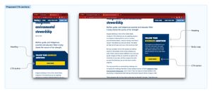 Screenshot of call-to-action proposal showing mobile and desktop layouts.